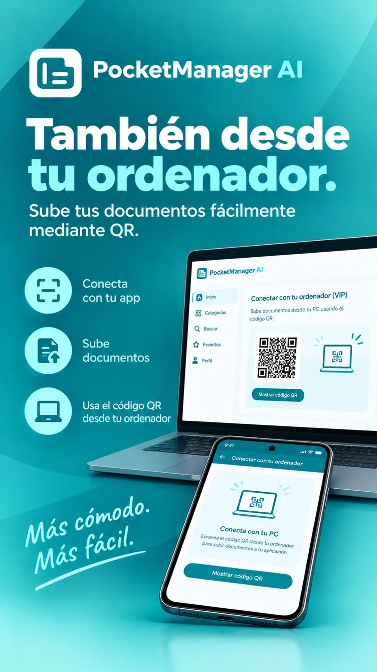 Captura de Google Play de PocketManager: conexión de la app con el ordenador.